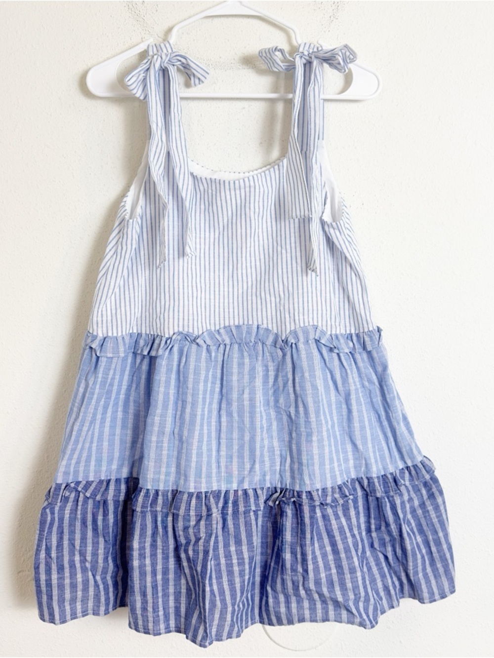Altar'd State Light Blue stripe bow shoulder mini dress